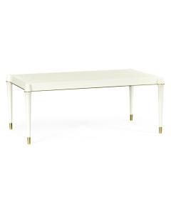 Rectangular Coffee Table with Brass Details - Ivory