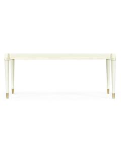 Rectangular Coffee Table with Brass Details - Ivory