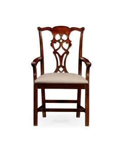 Jonathan Charles Chippendale style classic mahogany arm chair
