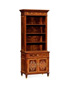 Tall Mahogany & Mother of Pearl Bookcase on Chest