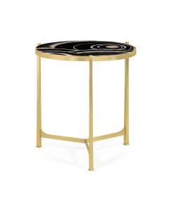 Large Round Lamp Table with Brass Base - Art Deco Eggshell & Lacquer