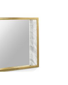 Wide Wall Mirror with White Marble Edge