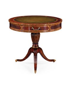 Mahogany Drum Table (Green Leather)