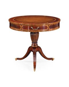 Mahogany Drum Table (Red Leather)