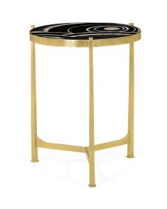 Medium Round Lamp Table with Brass Base - Art Deco Eggshell & Lacquer