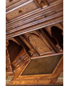 Queen Anne Pollard Veneer Bureau Cabinet (Wooden Doors)