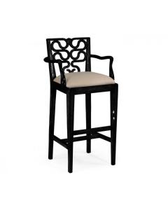 Bar Stool with Arms Serpentine in Black - Mazo