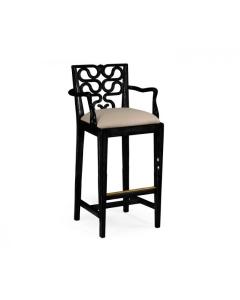 Counter Stool with Arms Serpentine in Black - Mazo