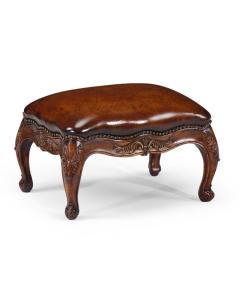Jonathan Charles Small French Provincial Walnut & Leather Footstool